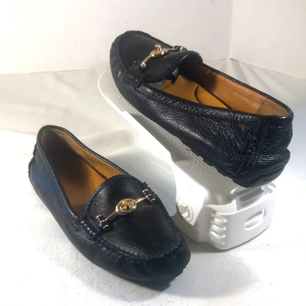 Coach Women’s Arlene Black Pebbled Leather Turn Lock Driving Loafers Size 8B